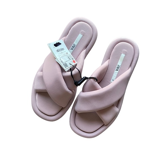 Zara Puff Slides Crisscrossed Sandals - Picture 4 of 13